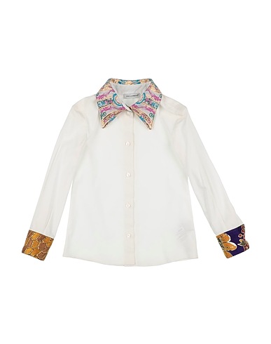 DOLCE&GABBANA Patterned shirts & blouses White 77% Cotton, 16% Polyester, 3% Elastane, 3% Synthetic fibers, 1% Silk