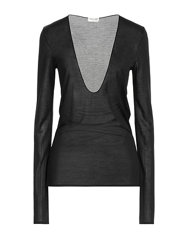SAINT LAURENT Basic T-Shirt Black 100% Silk