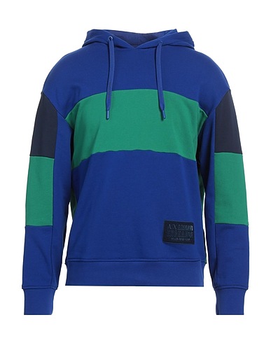 ARMANI EXCHANGE Hooded sweatshirt Bright blue 70% Cotton, 30% Polyester, Elastane