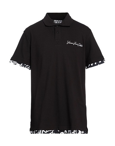 VERSACE JEANS COUTURE Polo shirt Black 100% Cotton, Elastane