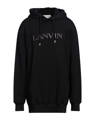 LANVIN Hooded track jacket  Black 100% Cotton, Polyamide