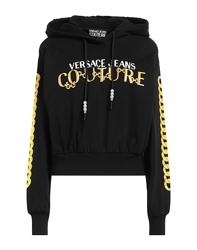 VERSACE JEANS COUTURE Hooded sweatshirt Black 100% Cotton