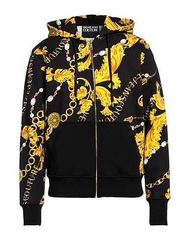 VERSACE JEANS COUTURE Hooded sweatshirt Black 100% Cotton, Elastane