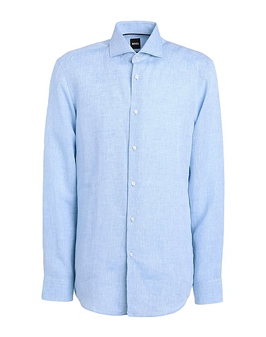 BOSS リネンシャツ スカイブルー リネン 100%