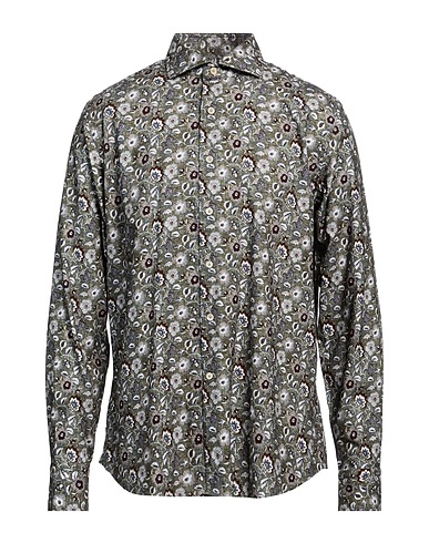 ALESSANDRO GHERARDI Patterned shirt Military green 100% Cotton