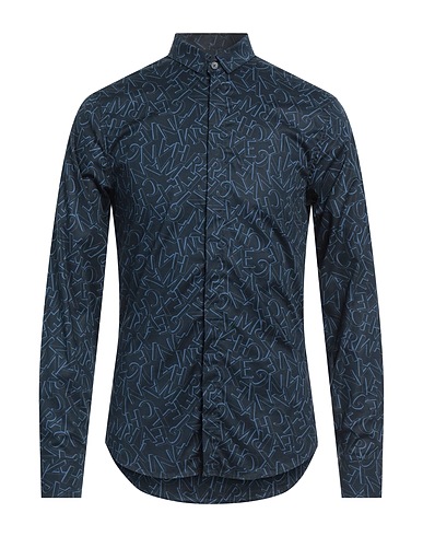 ARMANI EXCHANGE Patterned shirt Midnight blue 97% Cotton, 3% Elastane