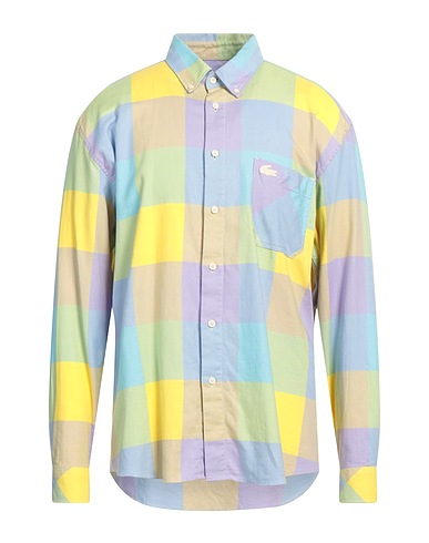 LACOSTE L!VE Checked shirt Yellow 100% Cotton
