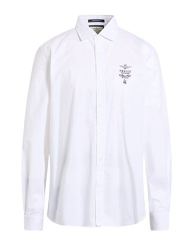AERONAUTICA MILITARE Camicia tinta unita FRECCE TRICOLORI Bianco 97% Cotone, 3% Elastan