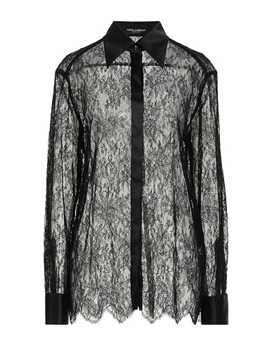 DOLCE&GABBANA Lace shirts & blouses Black 68% Viscose, 22% Polyamide, 10% Silk