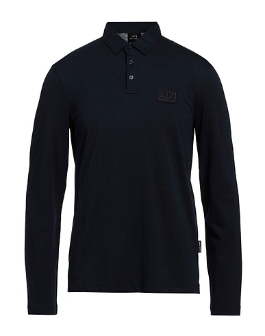 ARMANI EXCHANGE Polo shirt Midnight blue 100% Cotton, Elastane