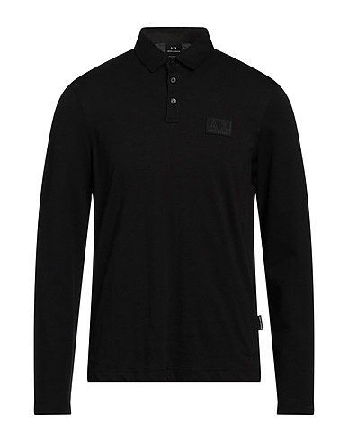 ARMANI EXCHANGE Polo shirt Black 100% Cotton, Elastane