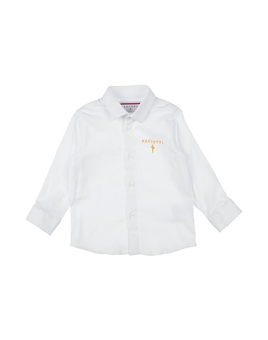 PACIOTTI Solid colour shirt White 97% Cotton, 3% Elastic fibres