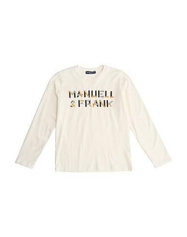 MANUELL & FRANK T-shirt Ivory 90% Cotton, 10% Elastane