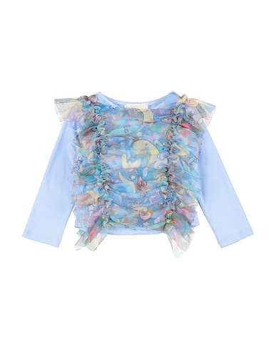 MISS GRANT T-shirt Sky blue 100% Polyester, Cotton, Elastane