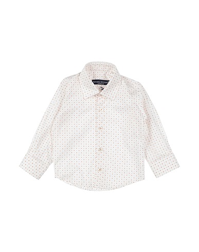 MANUELL & FRANK Patterned shirt White 97% Cotton, 3% Elastane