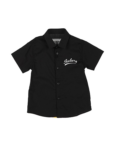ICEBERG Patterned shirt Black 97% Cotton, 3% Elastane