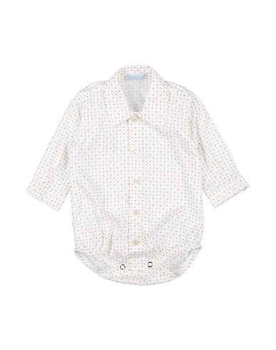 MANUELL & FRANK Patterned shirt White 97% Cotton, 3% Elastane