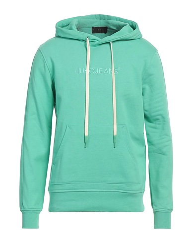 LIU •JO MAN Hooded sweatshirt Light green 100% Cotton, Elastane