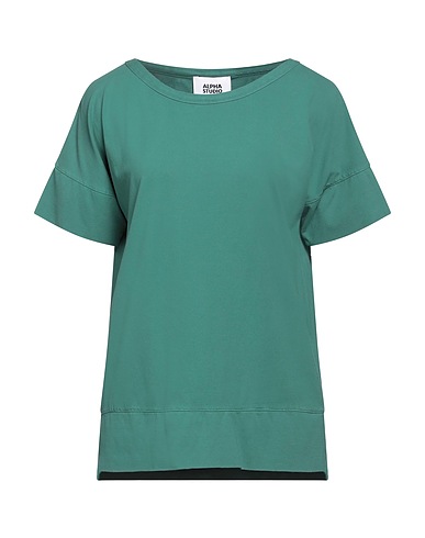ALPHA STUDIO Basic T-Shirt Green 98% Cotton, 2% Elastane