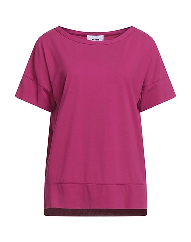ALPHA STUDIO Basic T-shirt Magenta 98% Cotton, 2% Elastane