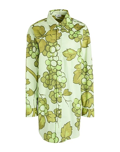 ETRO Floral shirts & blouses Light green 97% Cotton, 3% Elastane