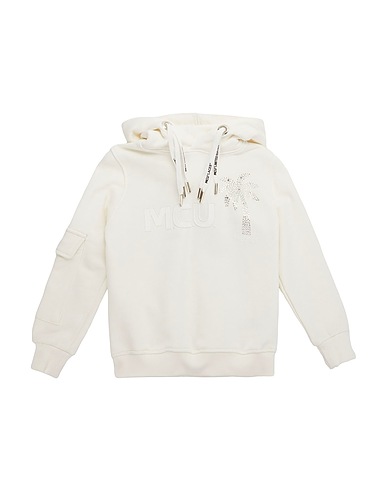M.C.U. MARCO CASSESE UNION Hooded track jacket  Off white 100% Cotton, Swarovski® Crystal