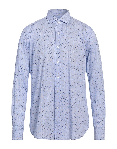 ORIAN Checked shirt Sky blue 100% Cotton