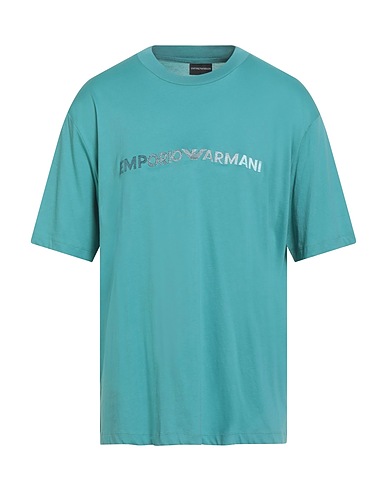 EMPORIO ARMANI T-shirt Turchese 100% Cotone