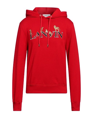 LANVIN Hooded sweatshirt Tomato red 100% Cotton