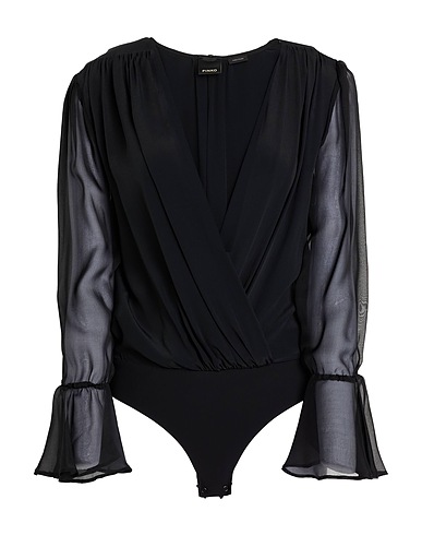 PINKO TOPWEAR Nero 76% Acetato, 24% Seta, Poliestere, Gomma