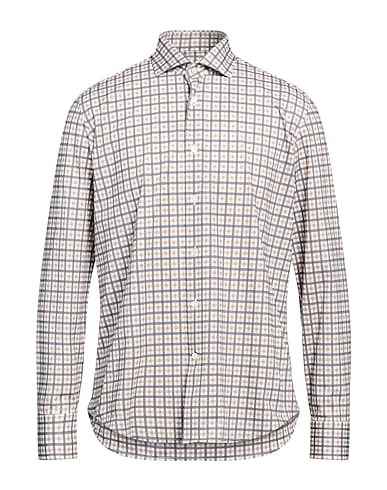 TRAIANO Checked shirt Beige 86% Polyamide, 14% Elastane