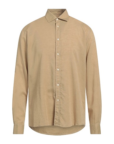 LIU •JO MAN Solid color shirt Sand 57% Lyocell, 22% Linen, 21% Paper