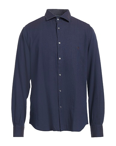 BROOKSFIELD Solid colour shirt Navy blue 100% Cotton