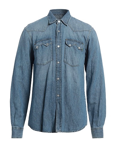 DEPARTMENT 5 Denim shirt Blue 60% Cotton, 40% Linen
