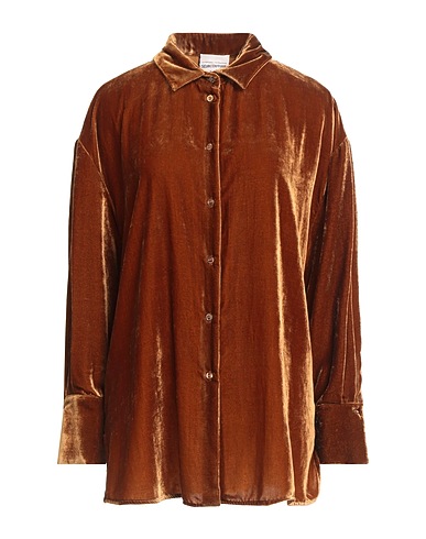 SEMICOUTURE Camicie e bluse tinta unita Marrone 82% Viscosa, 18% Poliammide