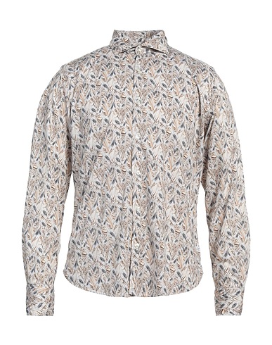 PORTOFIORI Patterned shirt Beige 100% Cotton