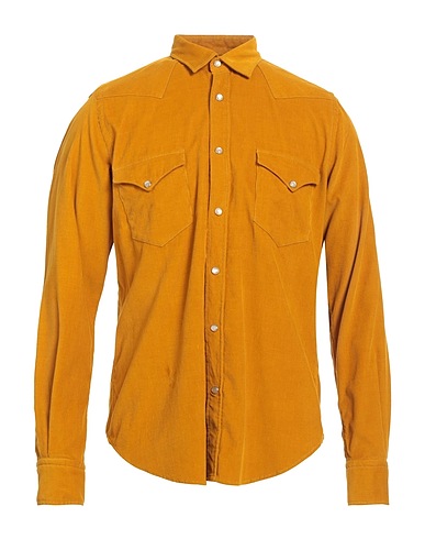 PORTOFIORI Camicia tinta unita Giallo ocra 100% Cotone