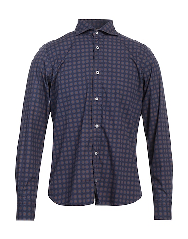 PORTOFIORI Patterned shirt Navy blue 100% Cotton