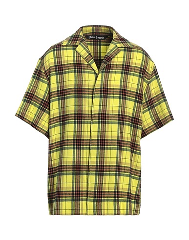 PALM ANGELS Checked shirt Yellow 100% Cotton, Polyester