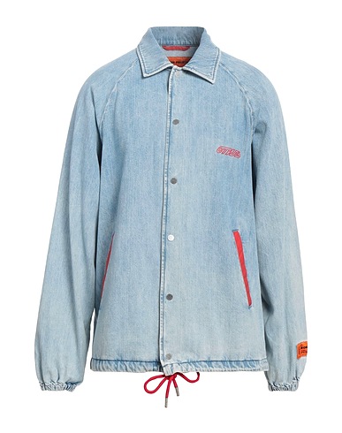 HERON PRESTON Denim jacket Blue 100% Cotton, Polyamide, Polyester