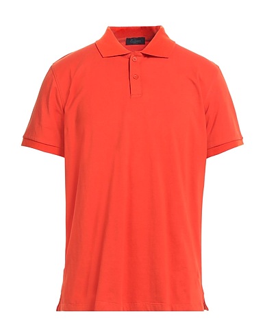 BLU CASHMERE Polo shirt Orange 95% Cotton, 5% Elastane