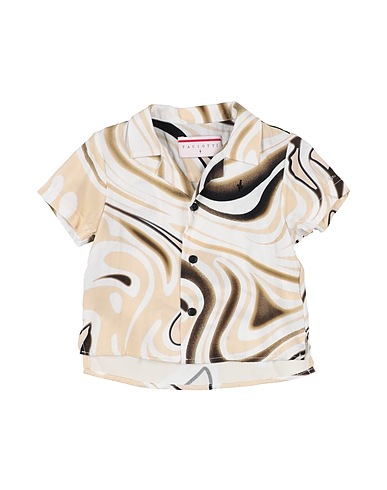 PACIOTTI Patterned shirt Beige 97% Viscose, 3% Elastane