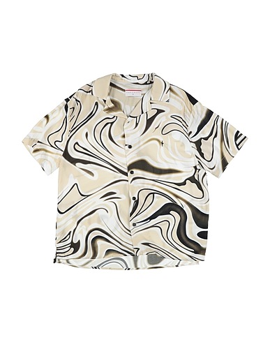 PACIOTTI Patterned shirt Beige 97% Viscose, 3% Elastane