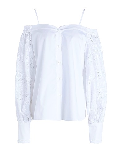 KARL LAGERFELD Off-the-shoulder top OFF SHOULDER EMBROIDERY TOP
 White 100% Organic cotton
