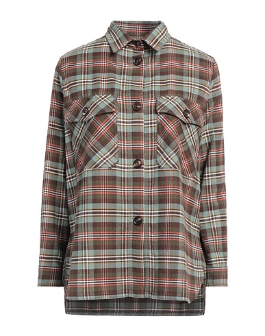 CIRCOLO 1901 Checked shirt Sage green 100% Cotton