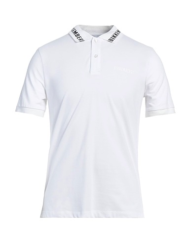BIKKEMBERGS Polo shirt White 95% Cotton, 5% Elastane