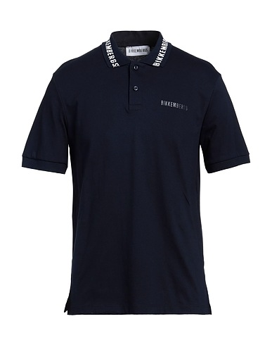 BIKKEMBERGS Polo shirt Midnight blue 95% Cotton, 5% Elastane