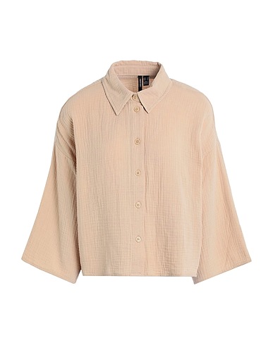 VERO MODA Solid color shirts & blouses Sand 80% Cotton, 20% Recycled cotton