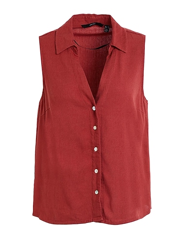 VERO MODA Solid colour shirts & blouses Brick red 55% EcoVero™ viscose, 45% Linen