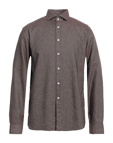 XACUS Linen shirt Brown 35% Linen, 33% Polyester, 32% Cotton